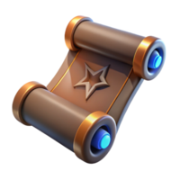 radiant exemplary A single, ancient scroll with glowing runes. NO BACKGROUND with Transparent Background. png