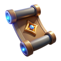 rare vintage A single, ancient scroll with glowing runes. NO BACKGROUND with Transparent Background. handcrafted png