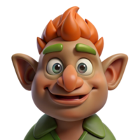 reflective radiant A stylized cartoon troll with large, warty nose. NO BACKGROUND with Transparent Background. 8K png