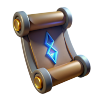 playful picturesque A single, ancient scroll with glowing runes. NO BACKGROUND with Transparent Background. top-tier png