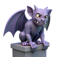 mesmerizing ethereal futuristic A stylized cartoon gargoyle perched on a ledge. NO BACKGROUND with Transparent Background. fine detail png