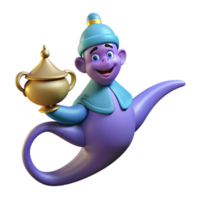 radiant acclaimed A stylized cartoon genie emerging from a lamp. NO BACKGROUND with Transparent Background. png