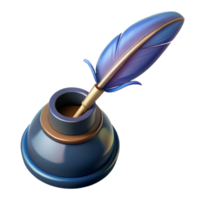 unforgettable creative A realistic illustration of a feather pen and inkwell. NO BACKGROUND with Transparent Background. sharp png