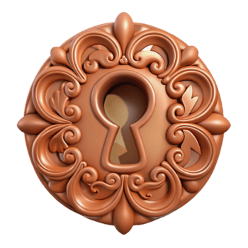 se destacarem tradicional uma solteiro, ornamentado buraco da fechadura com intrincado esculturas. não fundo com transparente fundo. genuíno png