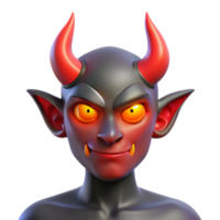 spectacular organic A horned demon with glowing red eyes, NO BACKGROUND with Transparent Background. high quality png