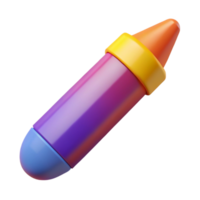 playful striking A single crayon, brightly colored, NO BACKGROUND with Transparent Background. flawless png