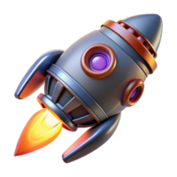 wonderful mid-century Spaceship thruster with glowing exhaust and intricate details. NO BACKGROUND with Transparent Background. flawless png