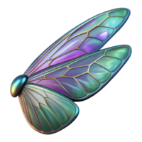 sumptuous modern Alien insect wing with iridescent scales and intricate veins. NO BACKGROUND with Transparent Background. flawless png