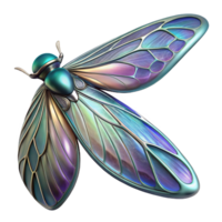 magnificent unparalleled Alien insect wing with iridescent scales and intricate veins. NO BACKGROUND with Transparent Background. png