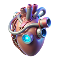 rare tropical Artificial heart with glowing components and intricate wiring. NO BACKGROUND with Transparent Background. expertly shot png