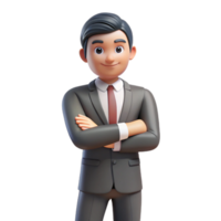 wonderful playful modern Serious businessman, arms crossed, power pose, NO BACKGROUND with Transparent Background. premium png
