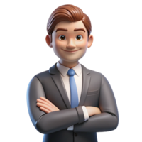 memorable retro Serious businessman, arms crossed, power pose, NO BACKGROUND with Transparent Background. precision png