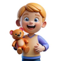 signature gothic Happy child, playful expression, holding a teddy bear, NO BACKGROUND with Transparent Background. high resolution png