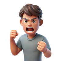 fascinating art deco Angry man, clenched fist, gritted teeth, NO BACKGROUND with Transparent Background. studio quality png