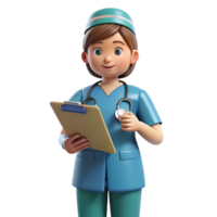 mesmerizing energetic creative Nurse, scrubs, holding medical chart, NO BACKGROUND with Transparent Background. elite png