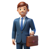 striking calm futuristic Business executive, suit and tie, holding briefcase, NO BACKGROUND with Transparent Background. professional png