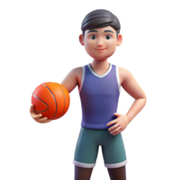 whimsical splendid Athlete, sportswear, holding basketball, NO BACKGROUND with Transparent Background. authentic png
