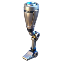 mysterious spectacular Cyberpunk prosthetic leg, chrome finish, hydraulics, articulated joints NO BACKGROUND with Transparent Background. crisp png