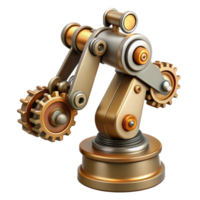 sought-after victorian Steampunk robotic arm with exposed gears and pistons. NO BACKGROUND with Transparent Background. 4K png