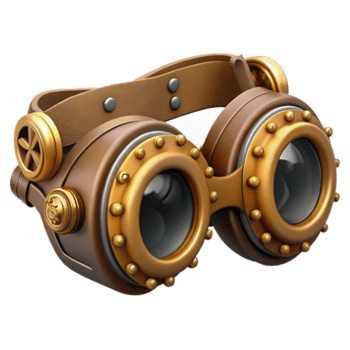 pacífico impressionante steampunk óculos com intrincado latão engrenagens e couro alças. não fundo com transparente fundo. habilmente tiro png