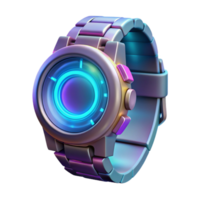 whimsical wonderful Futuristic watch, digital display, holographic interface, sleek design NO BACKGROUND with Transparent Background. elite png