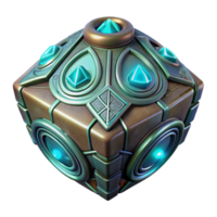 radiant reflective impressionist Alien artifact, glowing symbols, intricate carvings, unknown material NO BACKGROUND with Transparent Background. exclusive png