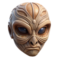 stunning gothic Alien mask, tribal design, intricate carvings, bone material, textured surface NO BACKGROUND with Transparent Background. sharp png