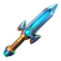 mysterious immaculate Futuristic sword, glowing blade, ornate hilt, sleek design NO BACKGROUND with Transparent Background. flawless png