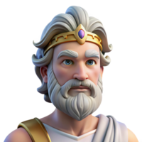 serene acclaimed Zeus, king of the gods, realistic portrait, NO BACKGROUND with Transparent Background. png