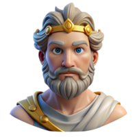 immaculate memorable Zeus, king of the gods, realistic portrait, NO BACKGROUND with Transparent Background. png