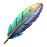 magnificent reflective renaissance Griffin feather, mythical bird part, magical property, NO BACKGROUND with Transparent Background. top-tier png