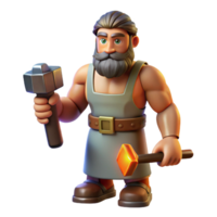 mesmerizing dreamy minimalist Hephaestus, God of the Forge, holding hammer, NO BACKGROUND with Transparent Background. high resolution png