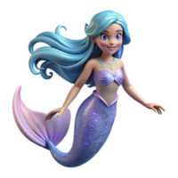 striking unparalleled A beautiful mermaid with flowing hair and a shimmering tail. NO BACKGROUND with Transparent Background. png