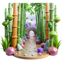 serene traditional Bamboo Forest Path Isolated Element original png