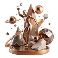 impressive rustic Bronze Abstract Sculpture Isolated with Transparent Background and Dynamic Pose exclusive png