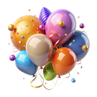 beautiful traditional Colorful Party Balloons Bunch Isolated Transparent Background high quality png