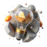stunning artistic Cracked Lightbulb with Filament Isolated high resolution png
