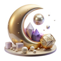 stunning artistic Crescent Moon Transparent Background with Soft Glow professional png