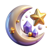 elegant rustic Crescent Moon with Stars Cutout Element high quality png