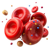 impressive creative Crimson Red Blood Cells Isolated Element with Transparent Background and Microscopic View high resolution png