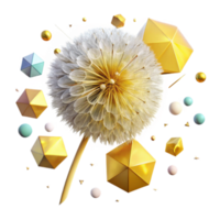 vibrant abstract Dandelion Yellow Fluffy Seed Head Isolated Element with Transparent Background and Airy Texture high resolution png