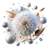 vibrant contemporary Dandelion Seeds Floating Cutout with White Fluff authentic png