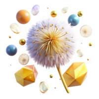 elegant abstract Dandelion Yellow Fluffy Seed Head Isolated Element with Transparent Background and Airy Texture exclusive png