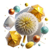 wonderful artistic Dandelion Yellow Fluffy Seed Head Isolated Element with Transparent Background and Airy Texture png