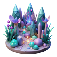 dramatic rustic Dreamlike Forest with Bioluminescent Plants Isolated Element png