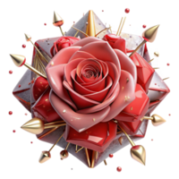 serene rustic Faded Red Rose with Thorns Transparent Element detailed png