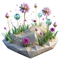 dramatic abstract Field of Flowers Swaying in Whispering Winds Isolated authentic png