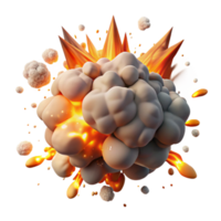 serene artistic Fiery Explosion with Smoke and Debris Isolated Element original png