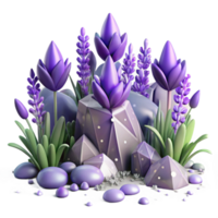 elegant abstract Field of Lavender Flowers Isolated Element authentic png