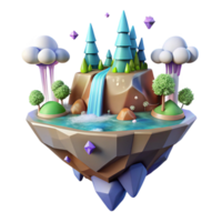 wonderful creative Floating Island with Waterfall Transparent Background authentic png